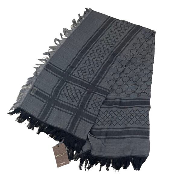 NEW Gucci GG Guccissima Monogram Surviee Scarf in Black - Picture 5 of 9
